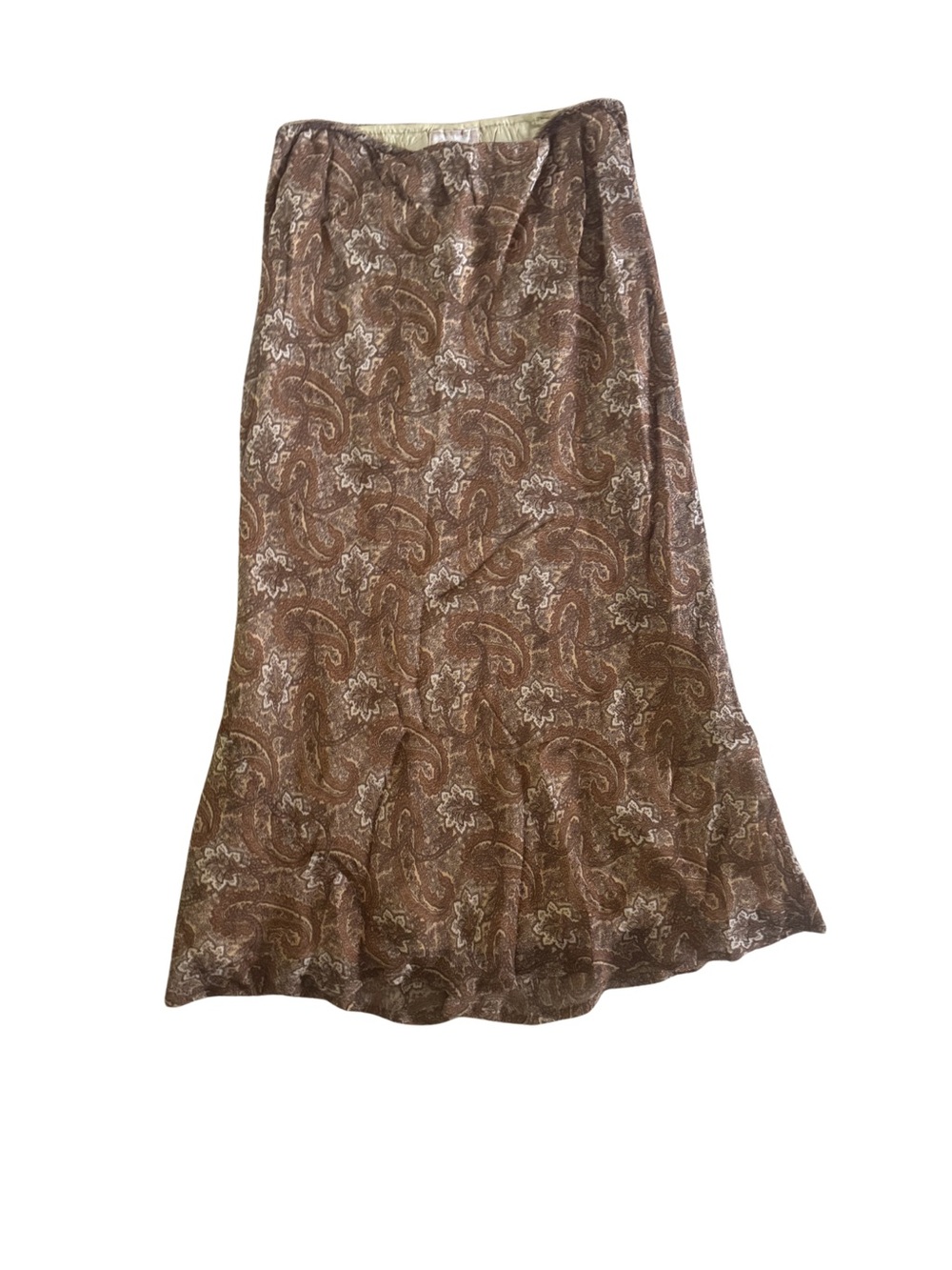 April Cornell Brown Paisley Maxi-Midi Skirt